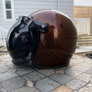 Fly Brown Motorcycle Helmet with Visor